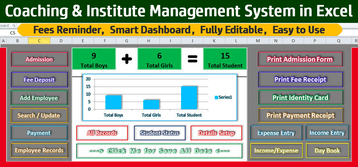 Coaching Institute Management System in Excel