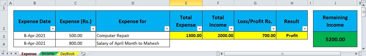 Expense Management System in Excel