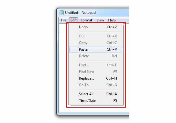 Notepad Edit Menu