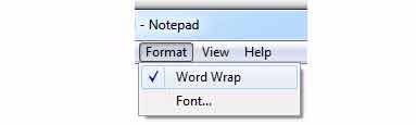 Notepad Format Menu