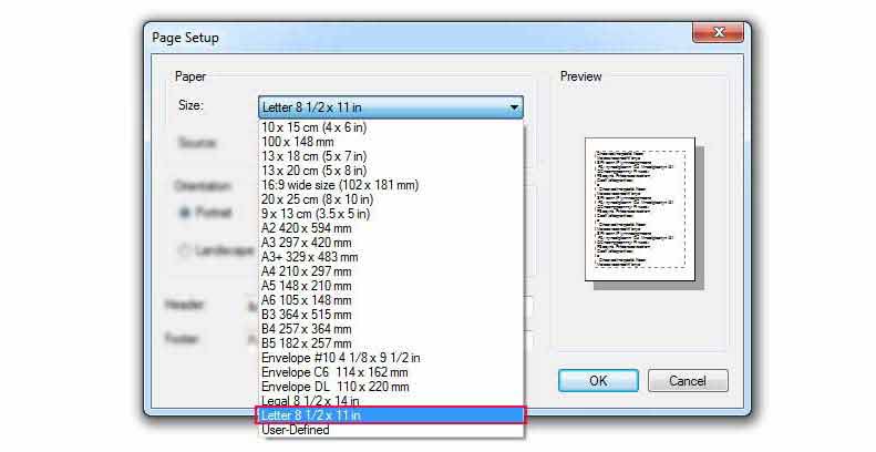 Notepad Page Sizes